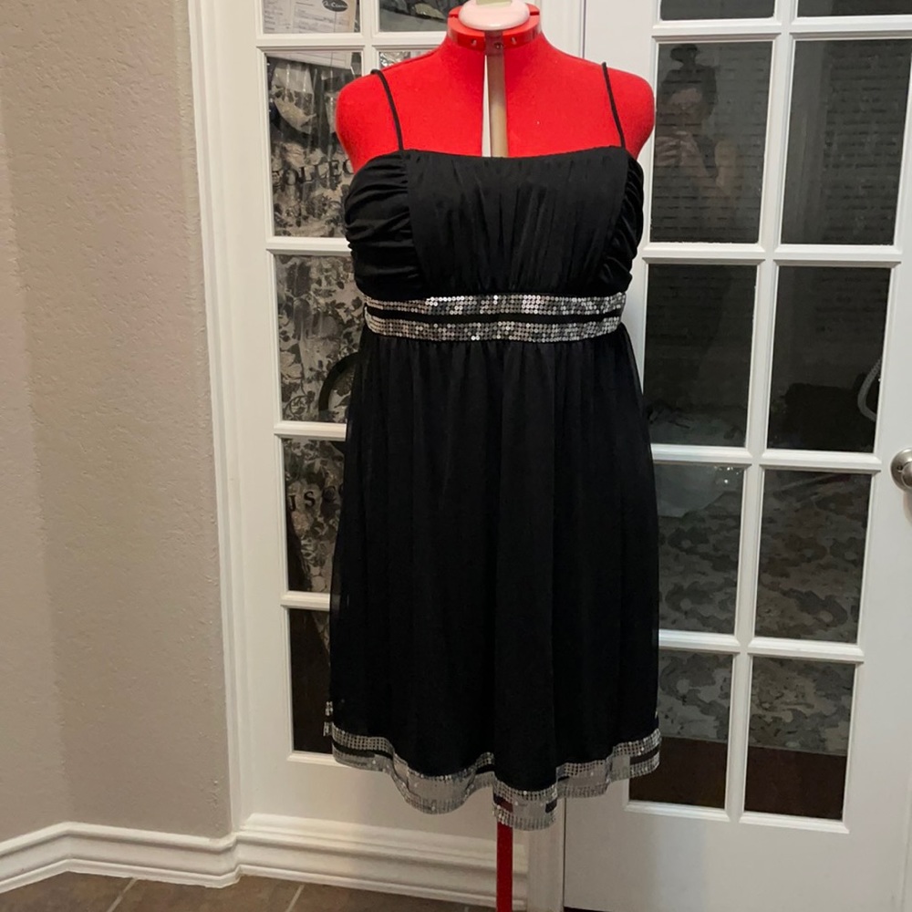 Black sequin plus size party dress